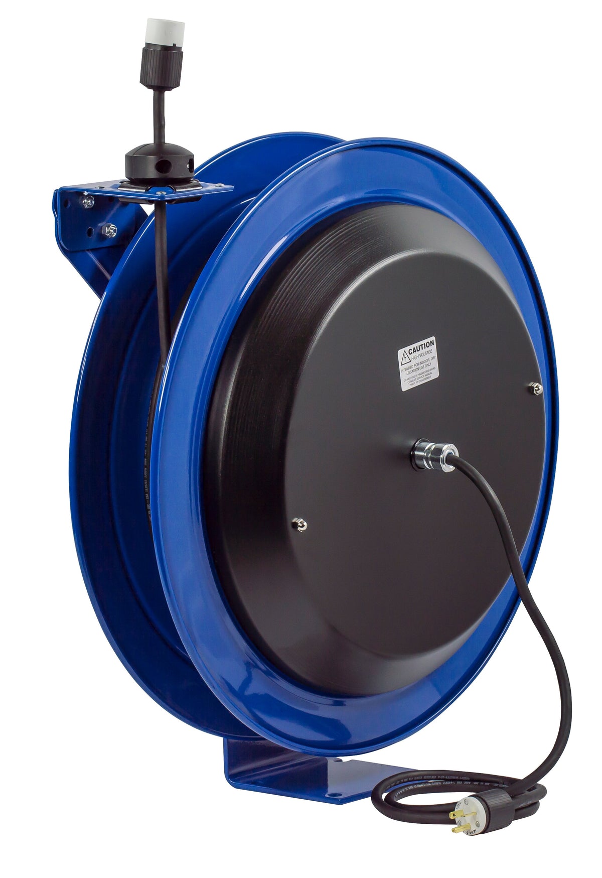 PC24-0012-A by Coxreels | PC Series | Spring Driven Power Cord Reel with Single Industrial Receptacle | 12/3 SJO Cord, 20A, 115V | Steel | 100ft Cord Included