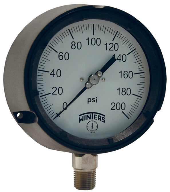 PGS100 by Dixon Valve | Process Gauge | Lower Mount | 4-1/2" Face | 1/2" Lower Mount | 0-100 PSI Range | Plastic