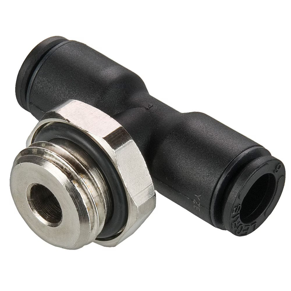 372PLP-16M-8G by Parker | Prestolok PLP Composite Push-to-Connect Fittings | Thread Fitting | 16mm Tube Size x 1/2" Male BSPP Thread | 27mm Hex | 38.5mm Length (L/2) | Tee | Glass-Reinforced Nylon | Pack of 5