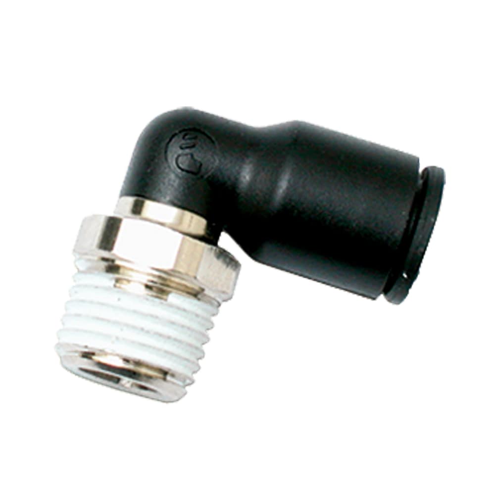 W369PLP-6M-6R by Parker | Prestolok PLP Composite Push-to-Connect Fittings | 6mm Push-to-Connect x 3/8" Male BSPT Thread | 17mm Hex | 90° Elbow | Glass-Reinforced Nylon | Pack of 10