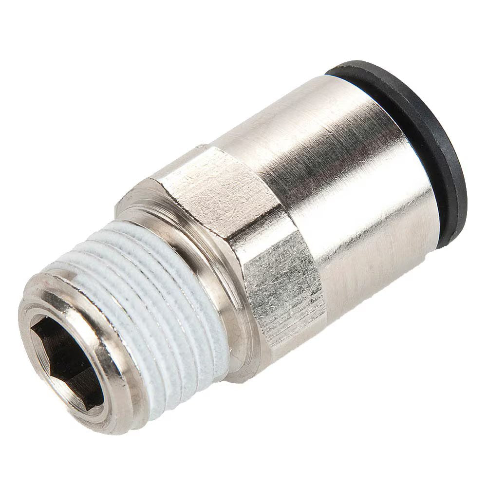 W68LF-6-6 by Parker | Prestolok PLP Composite Push-to-Connect Fittings | Threaded Fittings | 3/8" Connector x 3/8" Male NPT Thread | .767" Width | Straight | Brass | Pack of 250