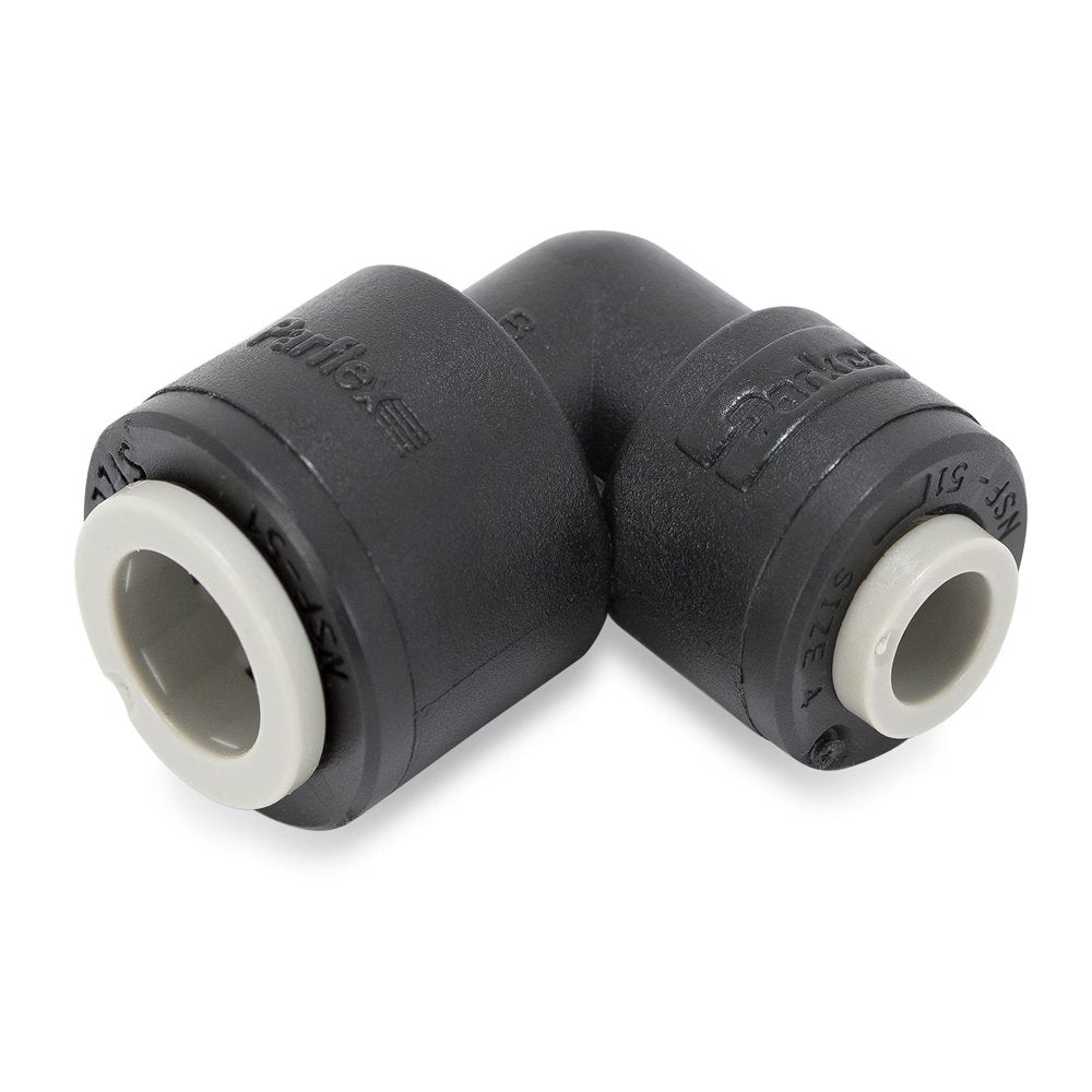 PPB6EU6-MG by Parker | TrueSeal™ Tube to Tube Fittings | 3/8" Union Tube O.D. | Black | 90° Elbow | Polypropylene