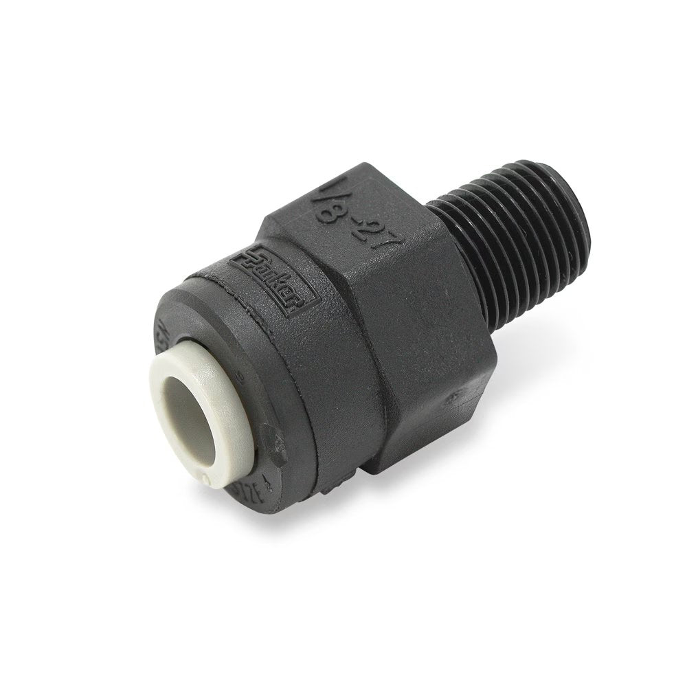 PPB8MC6-MG by Parker | TrueSeal™ Threaded Fittings | 1/2" Connector x 3/8" Male NPTF Thread | 15/16" Hex | 1.65" Length | Straight | Black | Polypropylene