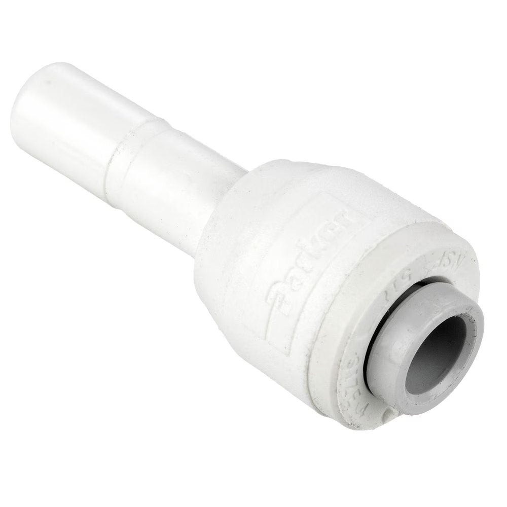 PP4RD6 by Parker | TrueSeal™ Plug-In Fittings | 1/4" Push-to-Connect x 3/8" Tube Stem | Straight | White | Polypropylene