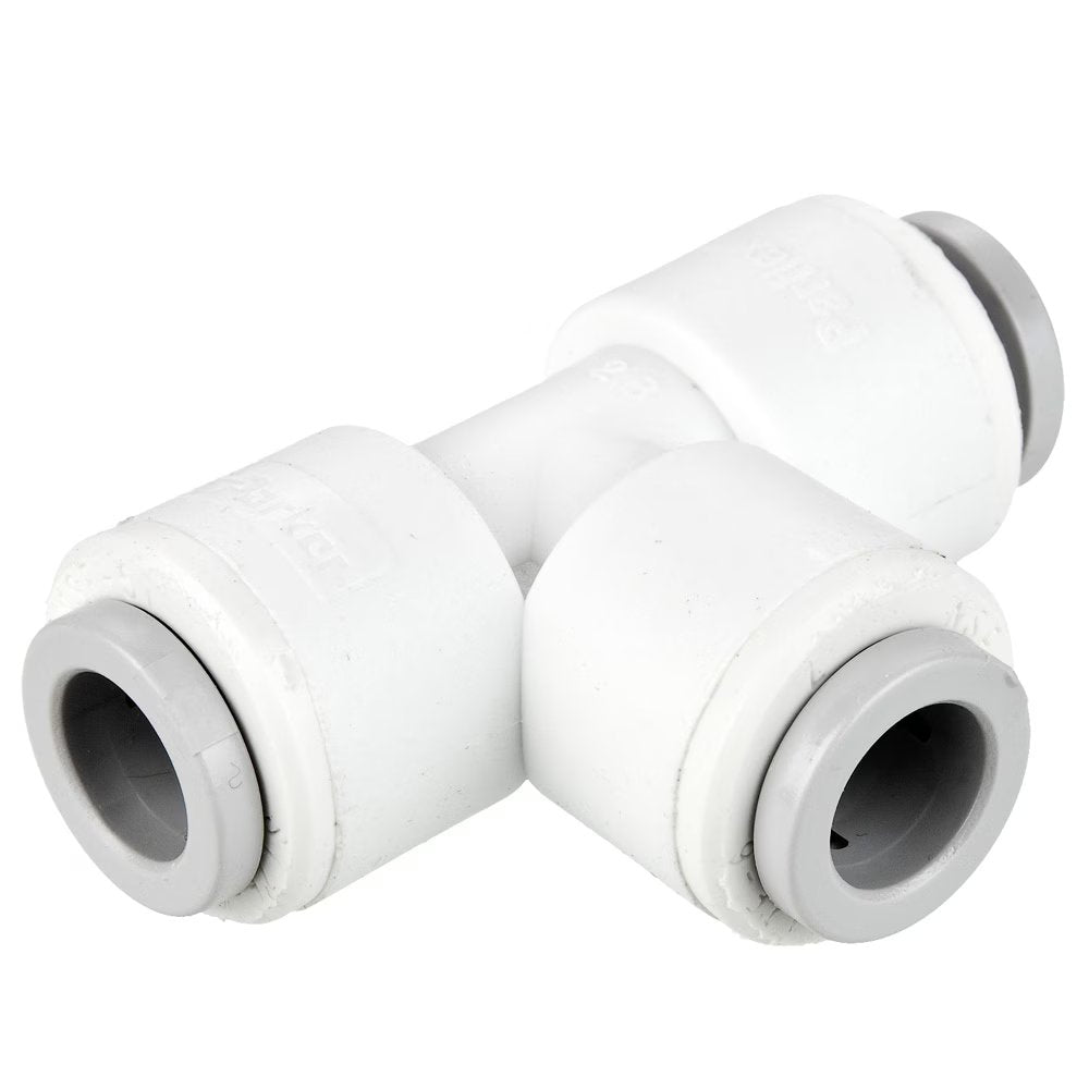 PP4TU4 by Parker | TrueSeal™ Tube to Tube Union Fitting | 1/4" Push-to-Connect x 1/4" Push-to-Connect | 1.62" Length | Tee | White | Polypropylene