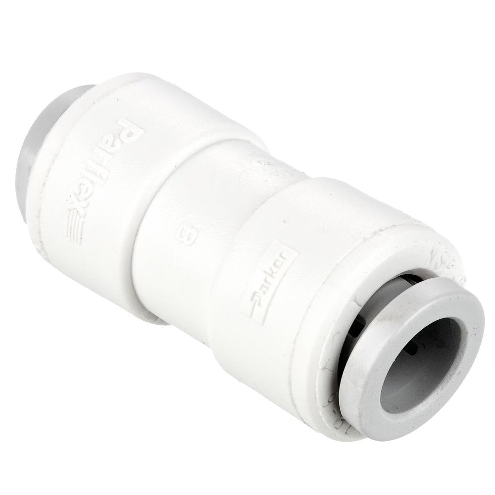 PP4UC4 by Parker | TrueSeal™ Tube to Tube Union Fitting | 1/4" Push-to-Connect | 1.49" Length | Straight | White | Polypropylene