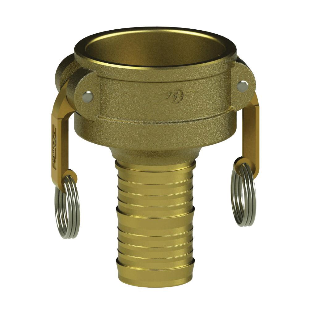 62224030 (40X30C) by PT-Coupling | Reducing Cam & Groove Fitting | Type C | 4" Coupler x 3" Hose Shank | Brass | Buna-N Seal