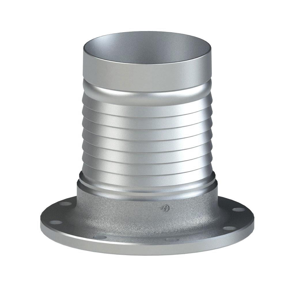 5744003 (40TTFC50AL) PROGRIP™ by PT-Coupling | Type TTFC50 | C50 External Crimp Fitting | 4" Fixed TTMA Flange x 4" Crimp Hose Shank | Aluminum