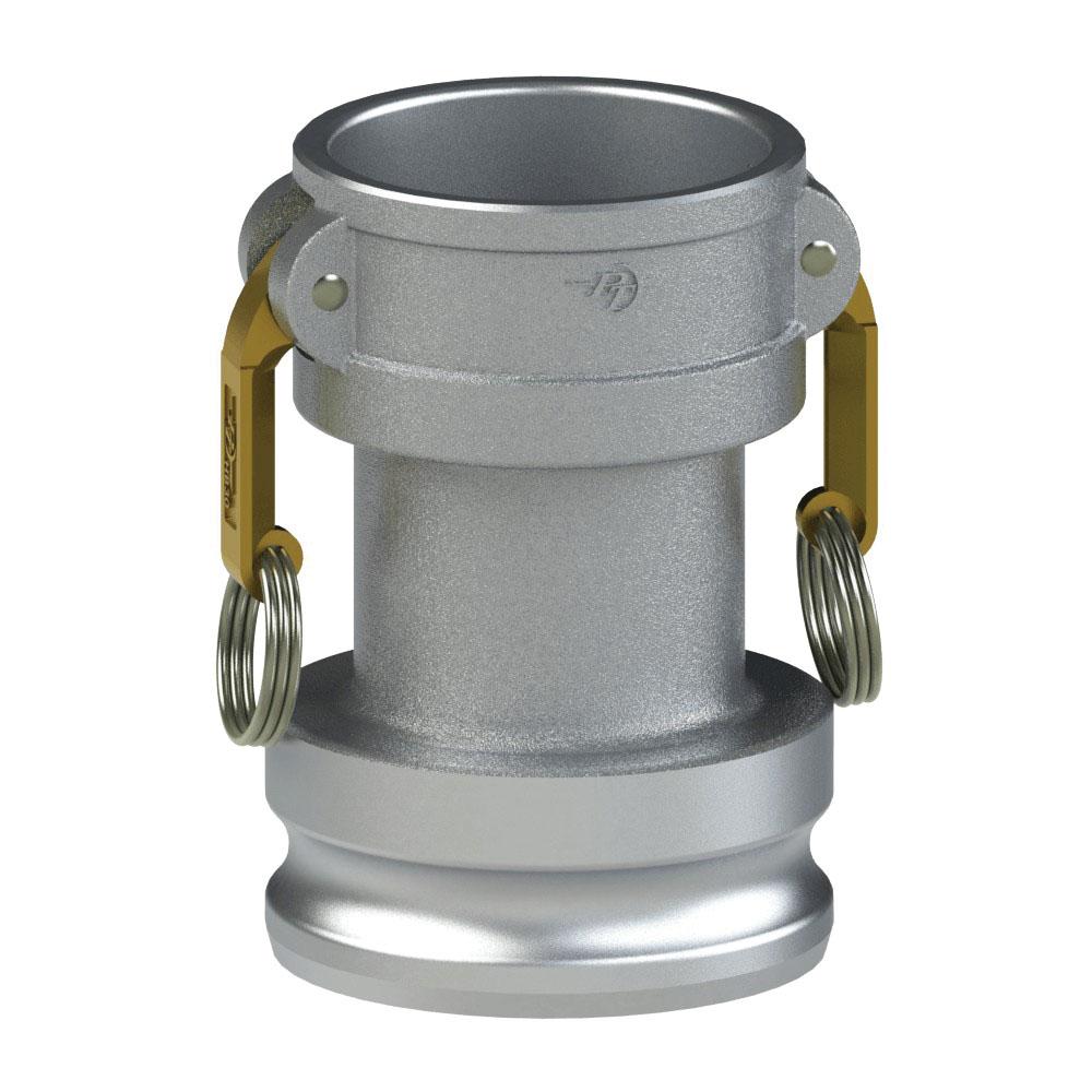 6026000039 (40CX50A LONG) by PT-Coupling | Long Reducing Cam & Groove Coupler | Type CXA | 4" Coupler x 5" Adapter | Aluminum/HB | Buna-N Seal