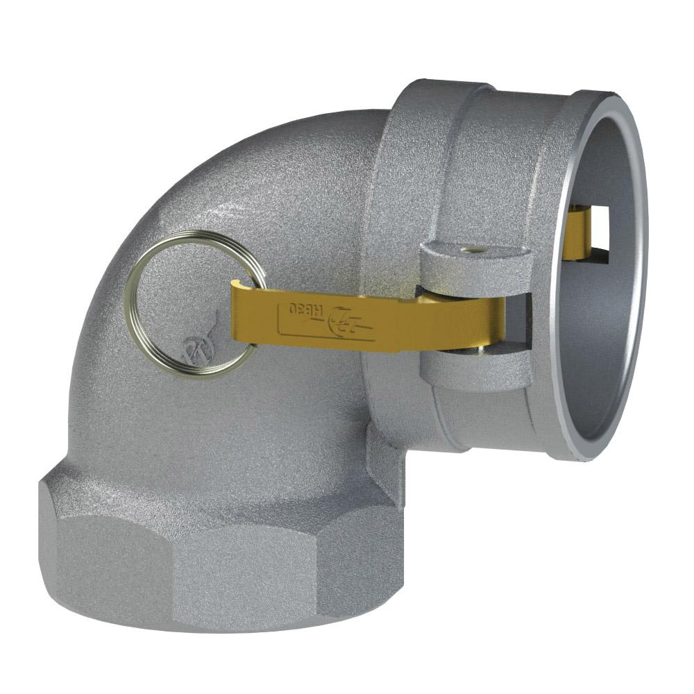 6048000103 (25LD) by PT-Coupling | Cam & Groove Adapter | Type LD | 90° Elbow | 2-1/2" Coupler x 2-1/2" Female NPT | Aluminum/HB | Buna-N Seal