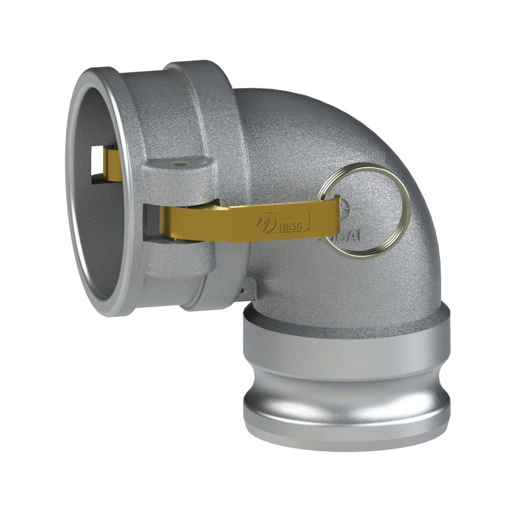 60504161H (60CALHD) by PT-Coupling | Cam & Groove Coupler | Type CAL | 90° Elbow | 6" Coupler x 6" Adapter Heavy Duty | Aluminum/HB | Buna-N Seal