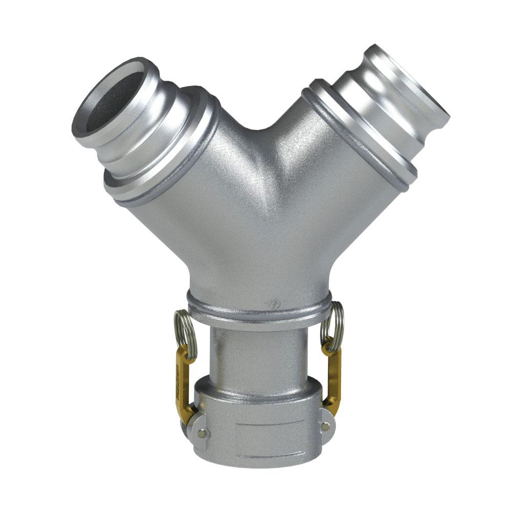 60592020 (20CX20AY) by PT-Coupling | Cam & Groove Y Adapter | Type CXAY | 2" Coupler x 2" Adapter x 2" Adapter | Aluminum | Buna-N Seal