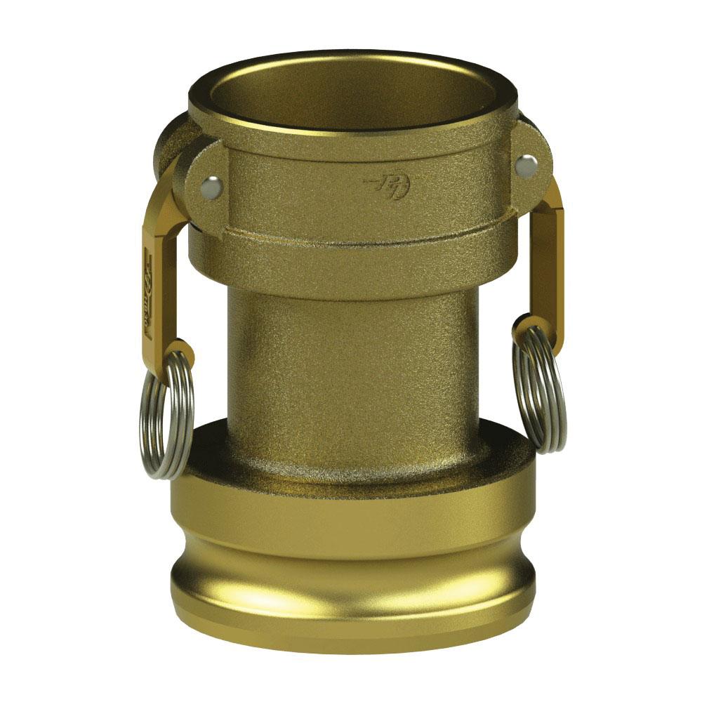 62262030 (20CX30A LONG) by PT-Coupling | Long Reducing Cam & Groove Coupler | Type CXA | 2" Coupler x 3" Adapter | Brass/HB | Buna-N Seal