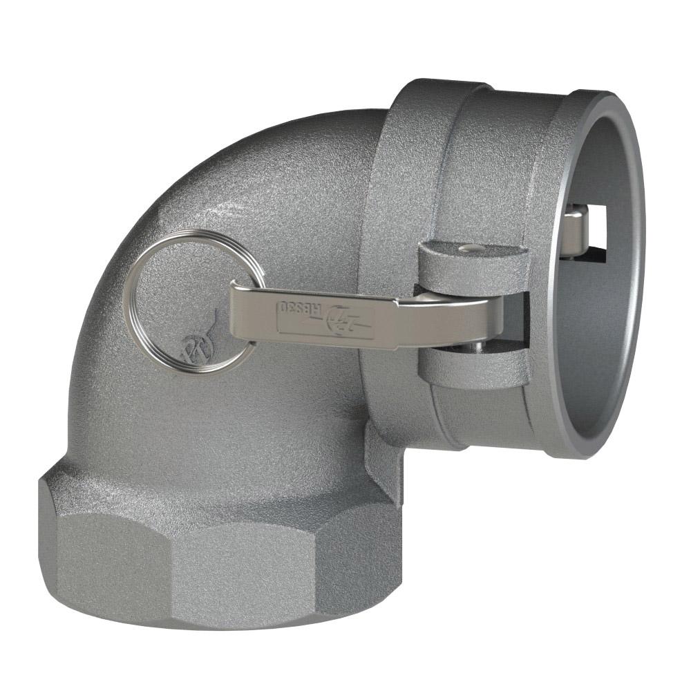 64483000 (30LD) by PT-Coupling | Cam & Groove Adapter | Type LD | 90° Elbow | 3" Coupler x 3" Female NPT | 316 Stainless Steel | Buna-N Seal