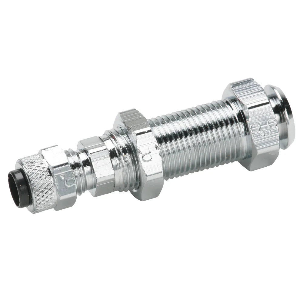 392P-6-6 by Parker | Poly-Tite Fittings | Bulkhead Coupler Body | 3/8" Tube Size x 3/8" Insert Diameter x 11/16" Thread | 13/16" Hex | 2.01" Length | Straight | Chrome Plated Brass | Pack of 5
