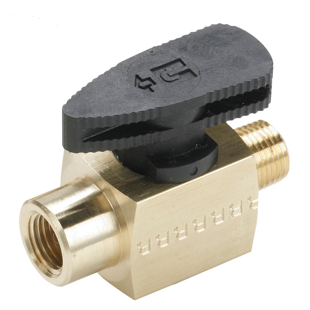 PV608-2 by Parker | Plug Valve | 1/8" Female-Male Pipe Thread | 1.67" Length | Straight | Brass | Pack of 10