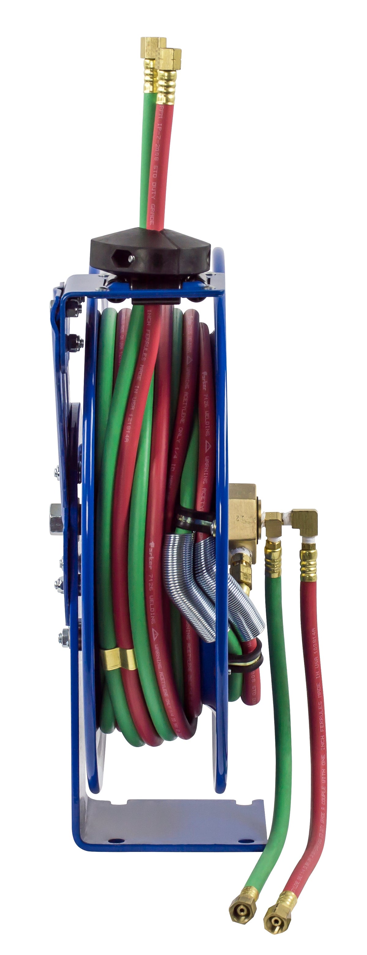 P-W-140 by Coxreels | P-W Series | 200 PSI Dual Hose Spring Driven Hose Reel for Oxy-Acetylene Welding | 1/4" Hose ID, 1/4" FNPT Inlet x 1/4" MNPT Hose End | Steel | 40ft EPDM Hose Included