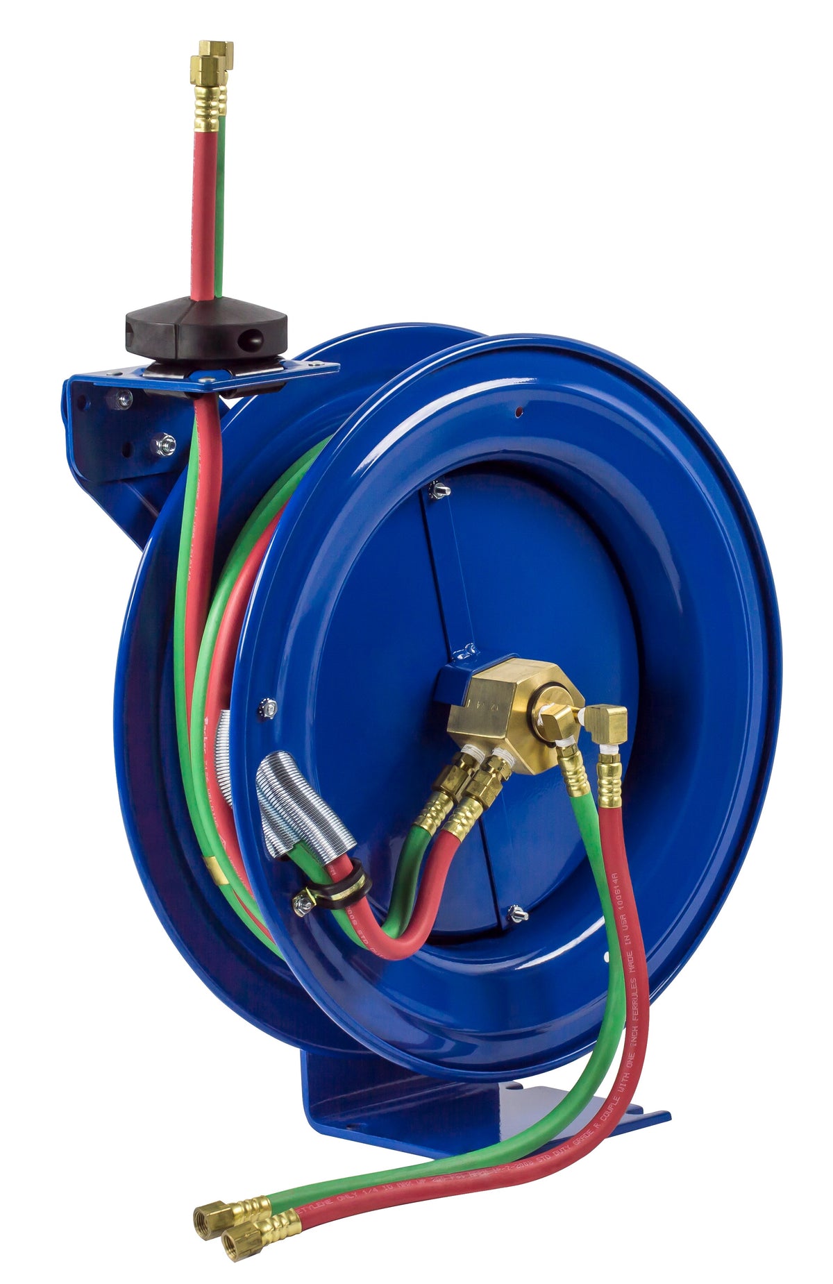 P-WL-135 by Coxreels | P-W Series | 200 PSI Dual Hose Spring Driven Hose Reel for Oxy-Acetylene Welding | 1/4" Hose ID, 1/4" FNPT Inlet | Steel | 35ft Capacity, Hose Not Included