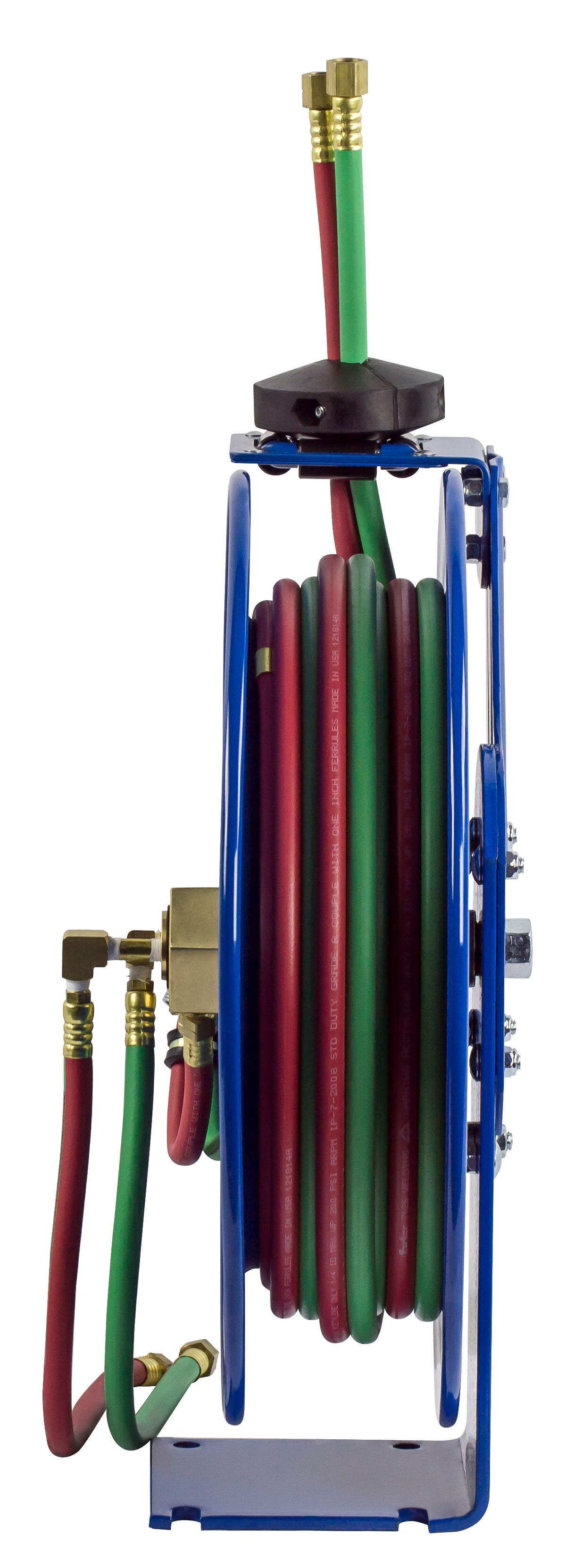 P-WT-125 by Coxreels | P-W Series | 200 PSI Dual Hose Spring Driven Hose Reel for Oxy-Fuel Welding (T-Grade) | 1/4" Hose ID, 1/4" FNPT Inlet x 1/4" MNPT Hose End | Steel | 25ft Neoprene Hose Included