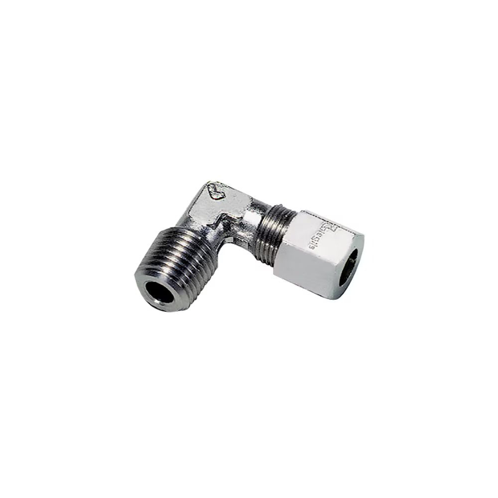 1809 08 14 by Parker | Legris Stud Fitting | 8 mm Tube Size x 1/4" Male NPT Thread | 14 mm Hex | 90° Elbow | 316L Stainless Steel | Pack of 2