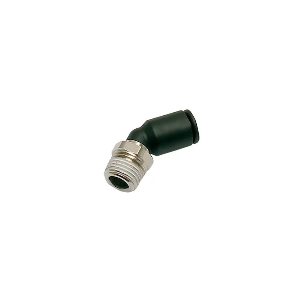 3113 04 20 by Parker | LF3000® Push-to-Connect Fittings | 5/32" Push-to-Connect x 10-32 Male UNF Thread | 8 mm Hex | 45° Elbow | Nylon | Pack of 10