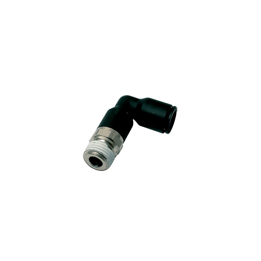 3129 12 17 by Parker | Legris Stud Fitting | 12 mm Push-to-Connect x 3/8" Male Swivel BSPT Thread | 19 mm Hex | 90° Elbow | Polymer | Pack of 10