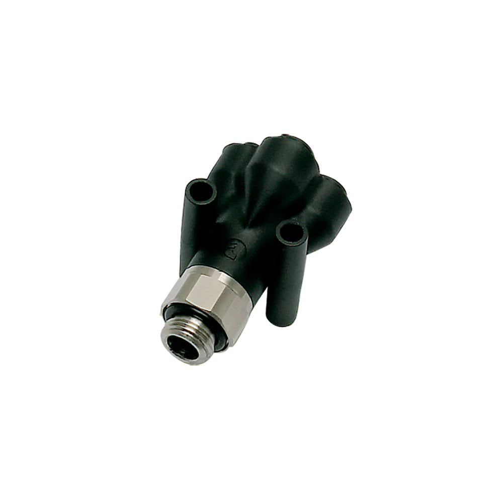 3132 04 13 by Parker | Legris Stud Fitting | 4 mm Push-to-Connect x 1/4" Male Swivel BSPP Thread | 16 mm Hex | Double Y | Polymer | Pack of 10