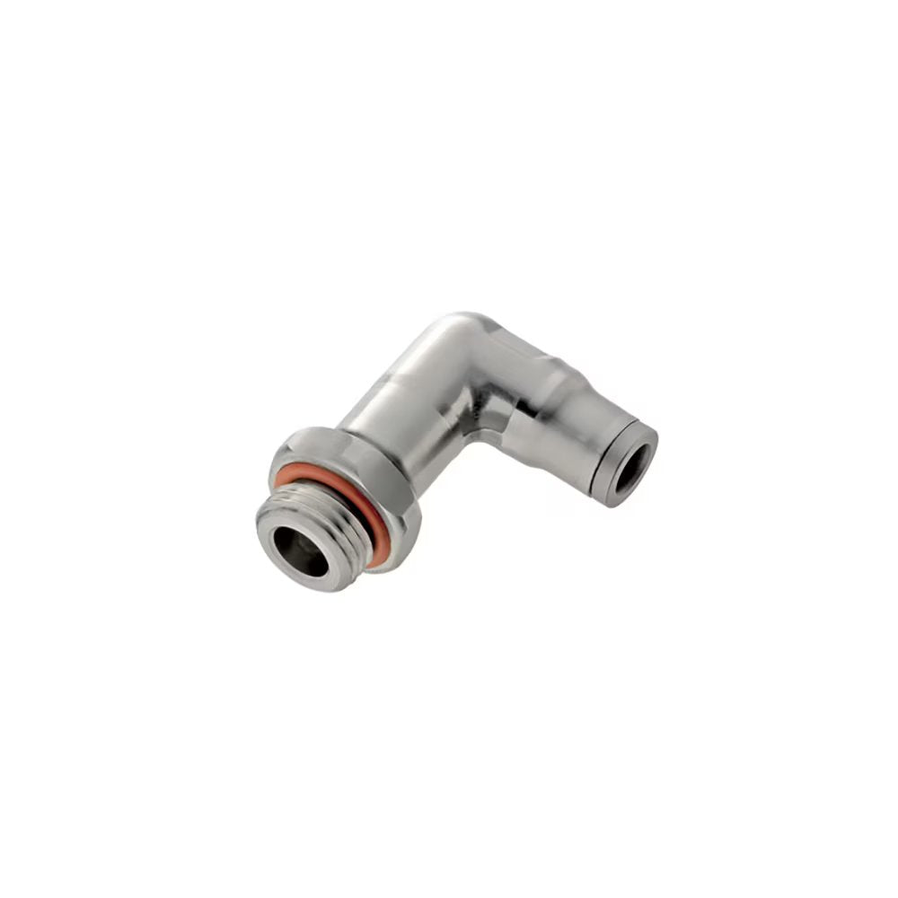 3899 04 13 by Parker | Legris Stud Swivel Fitting | 4 mm Tube Size x 1/4" Male BSPP Thread | 17 mm Hex | 90° Elbow | 316L Stainless Steel | Pack of 2