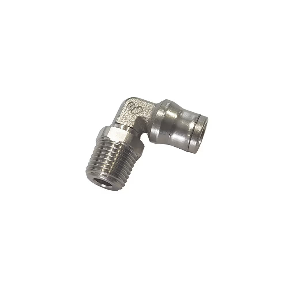 3609 12 17 by Parker | Legris Stud Swivel Fitting | 12 mm Tube Size x 3/8" Male BSPT Thread | 17 mm Hex | 90° Elbow | Nickel-Plated Brass | Pack of 5