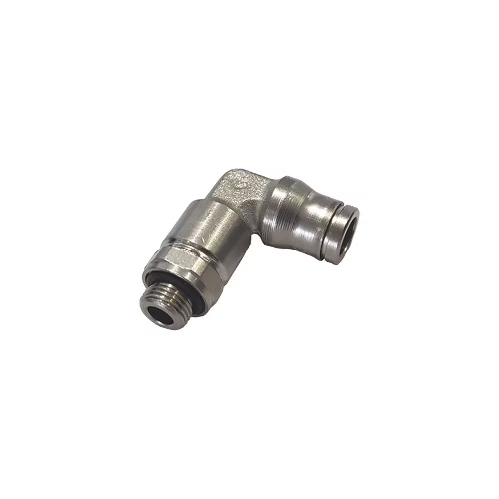 3669 12 17 by Parker | Legris Extended Stud Swivel Fitting | 12 mm Tube Size x 3/8" Male BSPP Thread | 20 mm Hex | 51.5 mm Length | 90° Elbow | Nickel-Plated Brass | Pack of 5