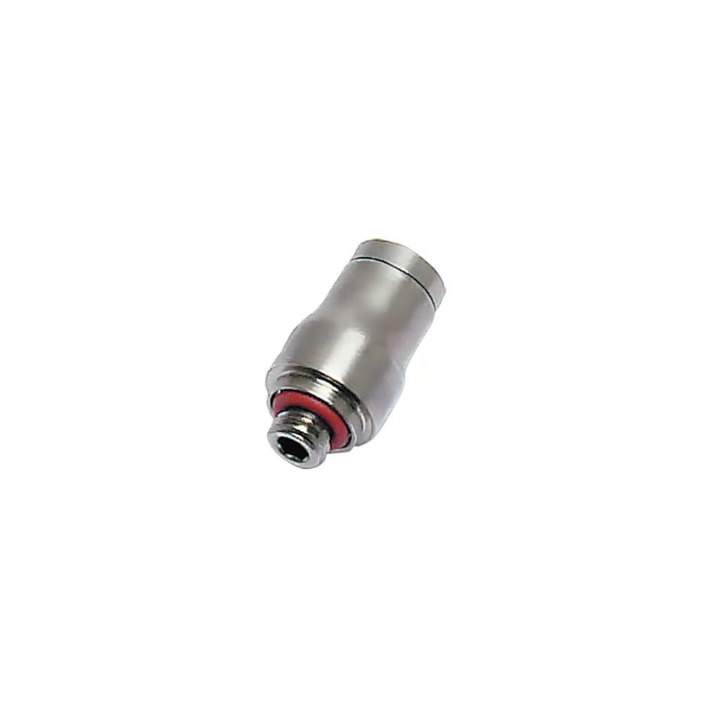 3681 04 19 by Parker | Legris Stud Fitting w/ Internal Hexagon | 4 mm Tube Size x M5x0.8 Male M5 Metric Thread | 19.5 mm Length | Straight | Nickel-Plated Brass | Pack of 10