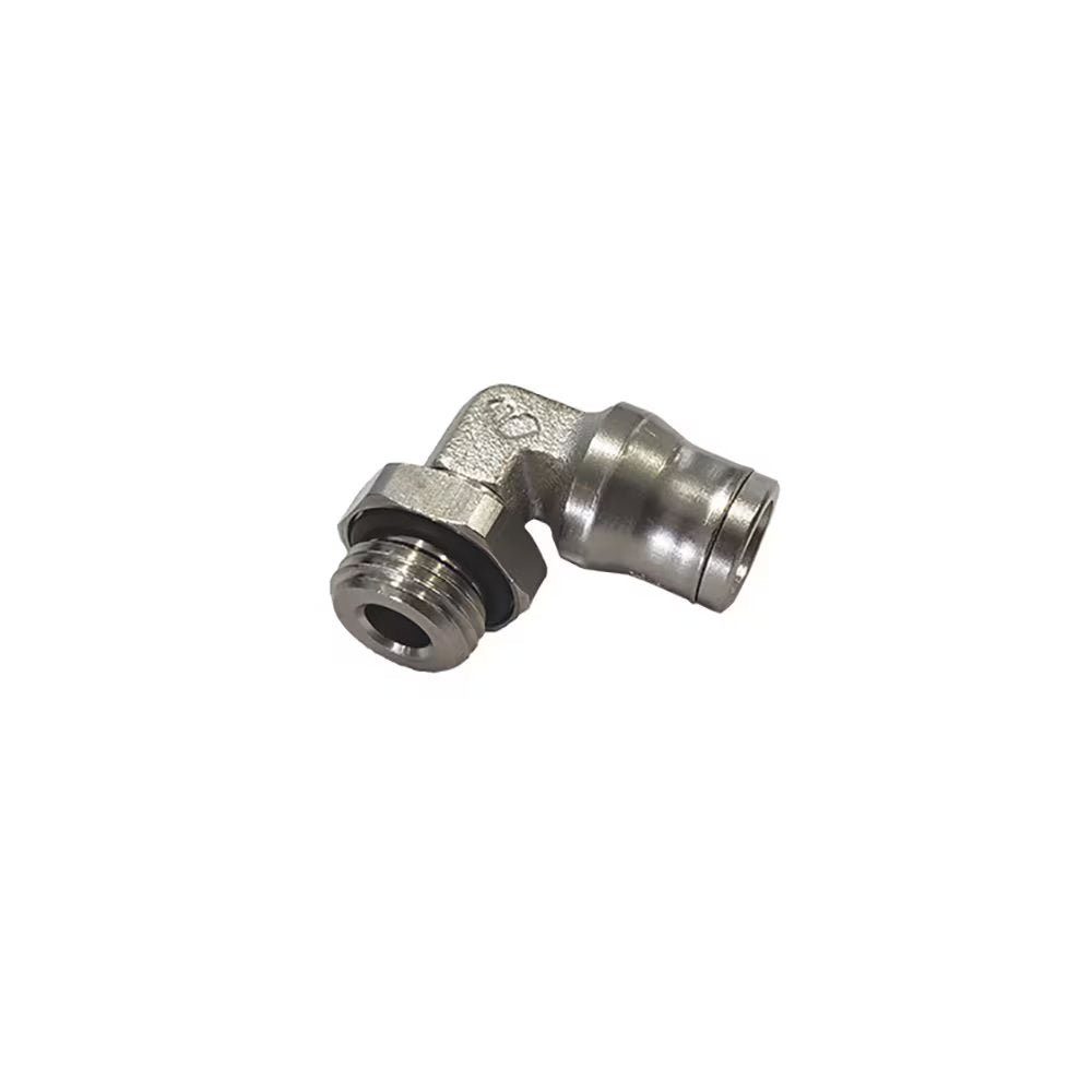 3699 56 10 by Parker | Legris Stud Swivel Fitting | 1/4" Tube Size x 1/8" Male BSPP Thread | 13 mm Hex | 90° Elbow | Nickel-Plated Brass | Pack of 10