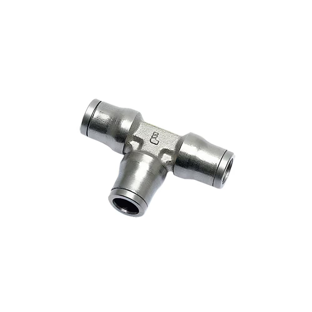 3604 60 00 by Parker | Metal Union Push-to-Connect Fitting | 3/8" Push-to-Connect x 3/8" Push-to-Connect x 3/8" Push-to-Connect | 2.28" Length | Tee | Nickel-Plated Brass | Pack of 10