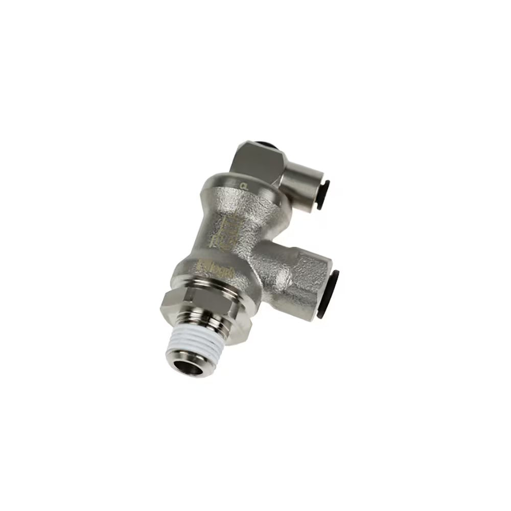 7885 10 17 by Parker | Legris Blocking Fitting | 10 mm Tube Size x 3/8" Male BSPT Thread | 24 mm Hex | Multi-Directional | Nickel-Plated Brass