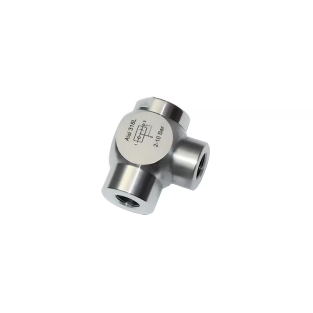 7899 00 13 by Parker | Legris Quick Exhaust Valve | 1/4" Female BSPP Thread | 37.5mm Length | 90° Elbow | 316L Stainless Steel