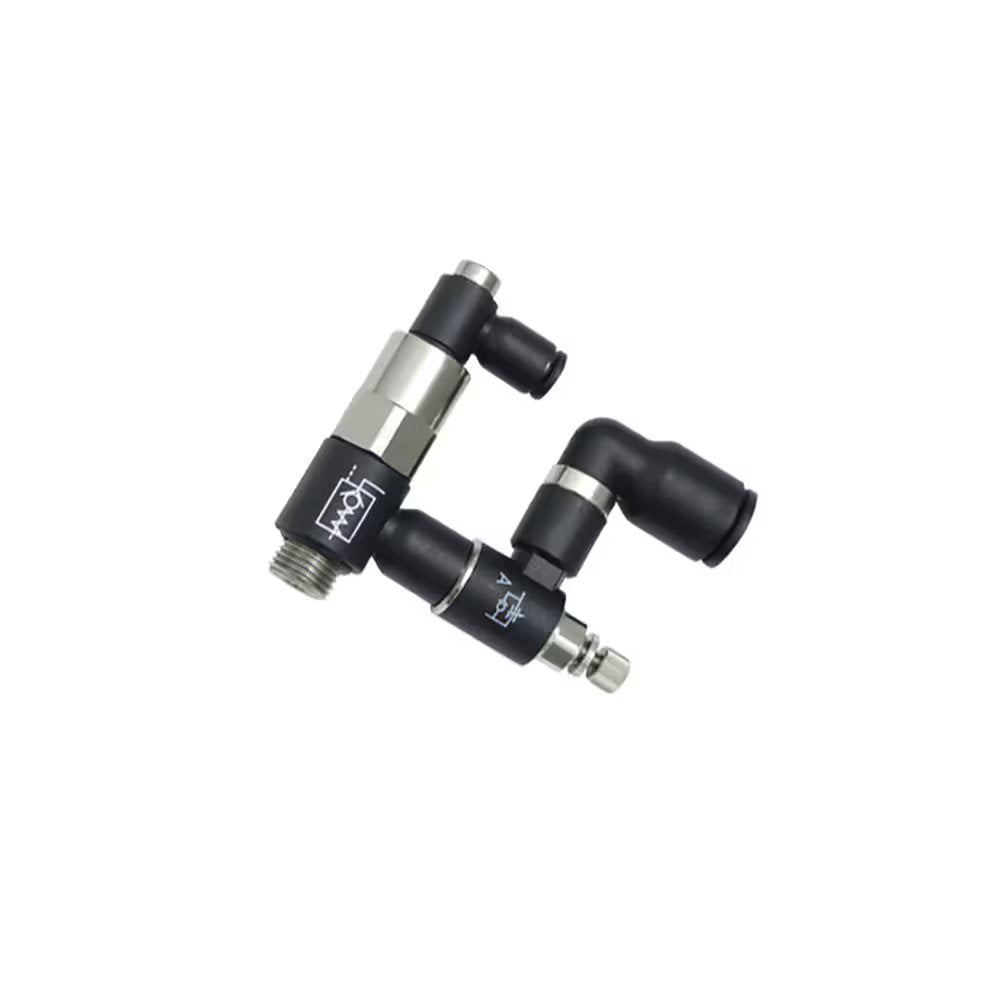 7894 08 10 by Parker | Legris Piloted Non-Return Valve with Flow Regulator Exhaust | 8 mm Tube Size x 1/8" Male BSPP Thread | 13 mm Hex (F1) | 8 mm Hex (F2) | 55.5 mm Length | Multi-Directional | Polymer