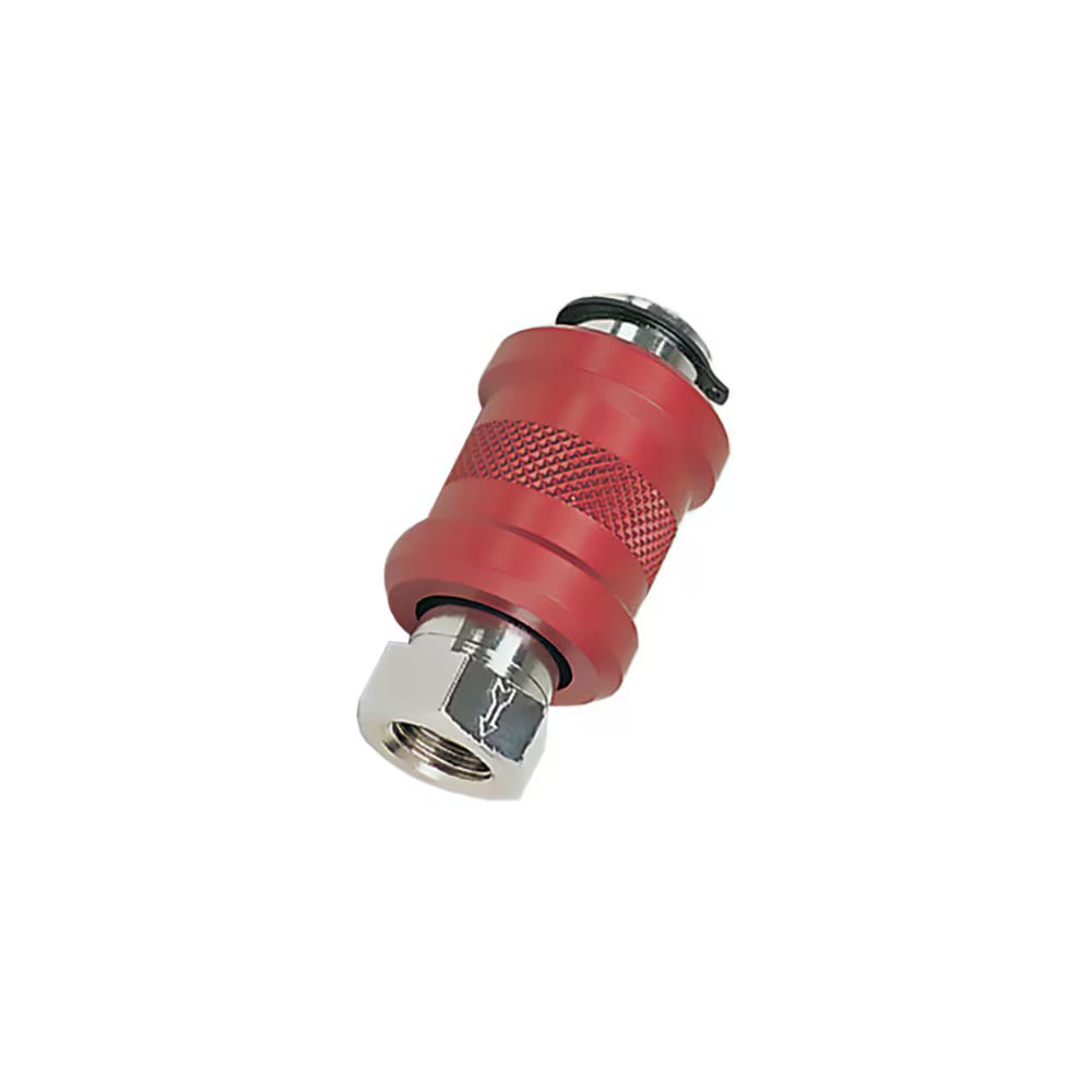 0669 04 10 by Parker | Legris 3/2 Sleeve Valve | 4mm Tube Size x 1/8" Female BSPP Thread | 14mm Hex | 48mm Length | Straight | Nickel-Plated Brass