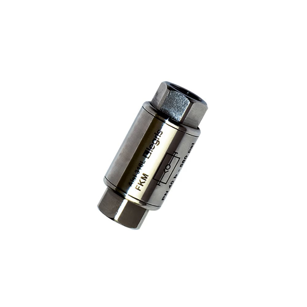 4890 13 13 by Parker | Legris Non-Return Valve | 1/4" Female BSPP Thread | 50 mm Length | Straight | 316L Stainless Steel | Pack of 2