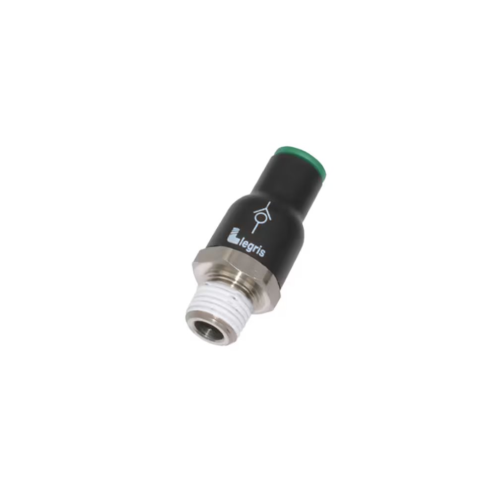 7985 04 11 by Parker | Legris In-Line Check Valve - Meter In | 5/32" Push-to-Connect x 1/8" Male NPT Thread | 16 mm Hex | Straight | Glass-Reinforced Nylon | Pack of 10