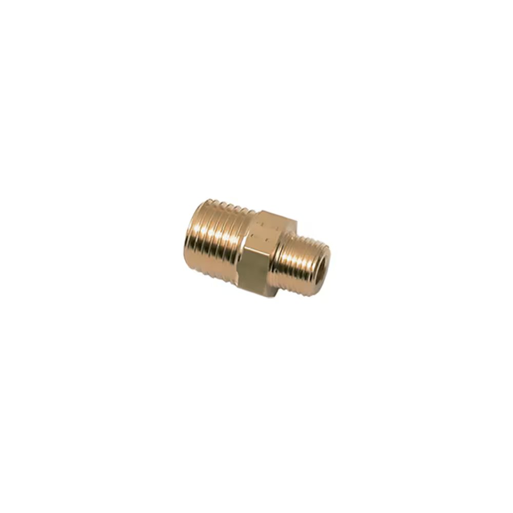 0121 10 10 by Parker | Legris Equal Adapter | 1/8" Male BSPT Thread | 11 mm Hex | 19 mm Length | Straight | Brass | Pack of 10