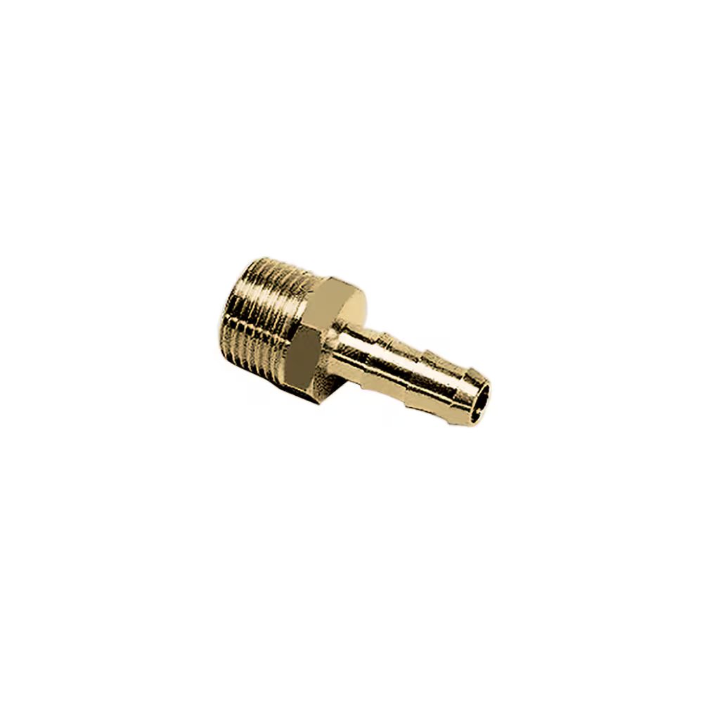 0123 12 17 by Parker | Legris Hose Barb Fitting | 12 mm Barb x R3/8" Male BSPT Thread | 17 mm Hex | 46 mm Length | Straight | Brass | Pack of 10