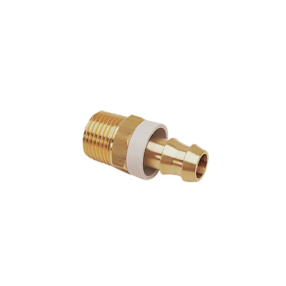 0134 56 13 by Parker | Legris Self-Fastening Barb Connector | 6.3 mm Tube ID x 13 mm Tube OD x 1/4" Male BSPT Thread | 14 mm Hex | 37 mm Length | Straight | Brass | Pack of 10
