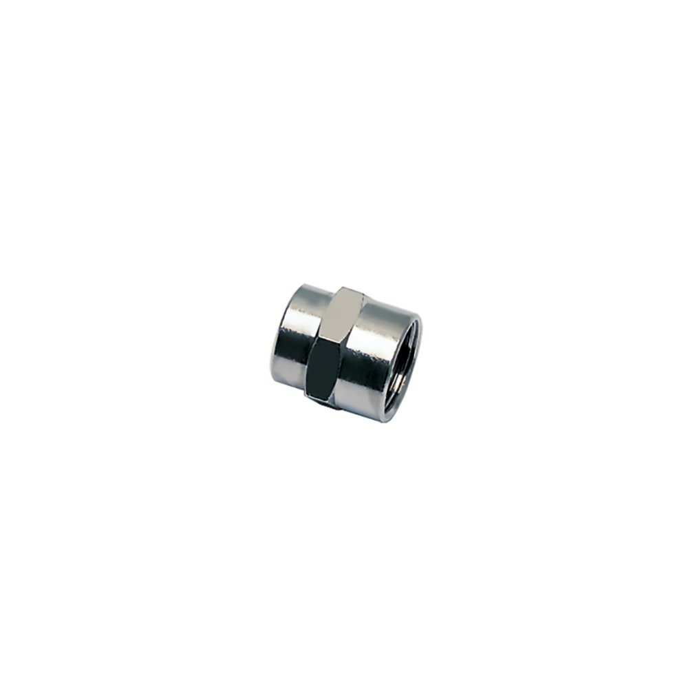 0902 00 19 by Parker | Legris Equal Adapter | M5x0.8 Female M5 Metric Thread | 8 mm Hex | 11 mm Length | Straight | Nickel-Plated Brass | Pack of 50
