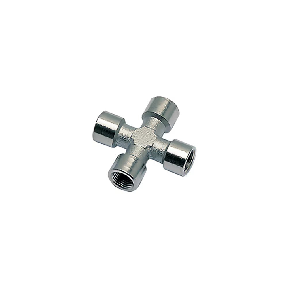 0908 00 21 by Parker | Legris Stud Fitting | 1/2" Female BSPP Equal Thread | 67 mm Length | Cross | Nickel-Plated Brass | Pack of 10