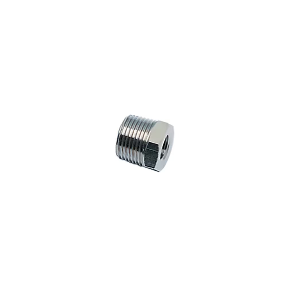 0904 17 27 by Parker | Legris Reducer | 3/4" Male BSPT Thread x 3/8" Female BSPP Thread | 27 mm Hex | 23 mm Length | Straight | Nickel-Plated Brass | Pack of 50