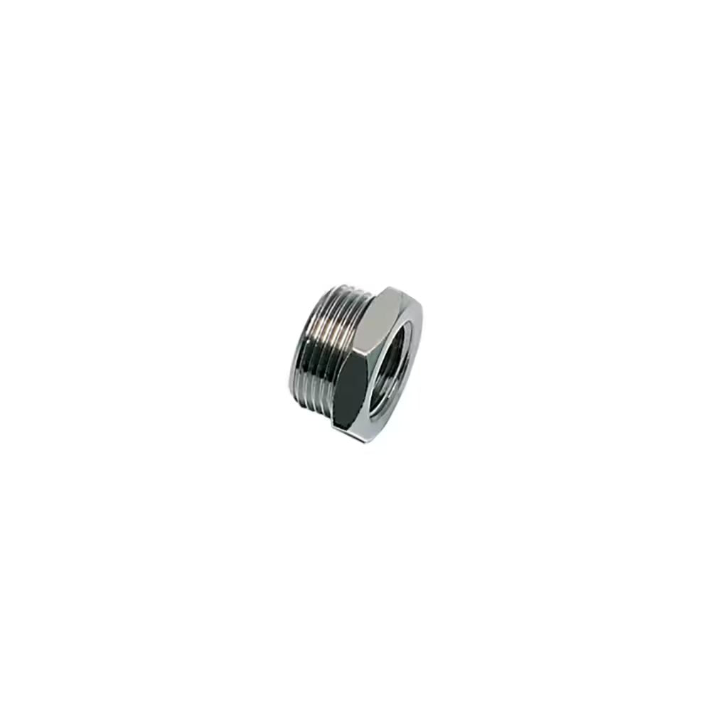 0905 13 17 by Parker | Legris Reducer | 3/8" Male BSPP Thread x 1/4" Female BSPP Thread | 19 mm Hex | Straight | Nickel-Plated Brass | Pack of 50