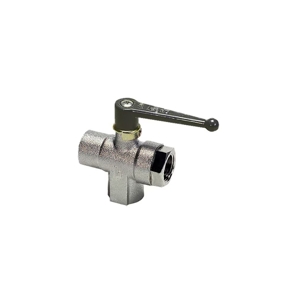 0483 04 10 by Parker | Legris In-Line Ported Ball Valve w/o close Position | 1/8" Female BSPP Thread | 14 mm Hex | Tee | Nickel-Plated Brass | Pack of 2