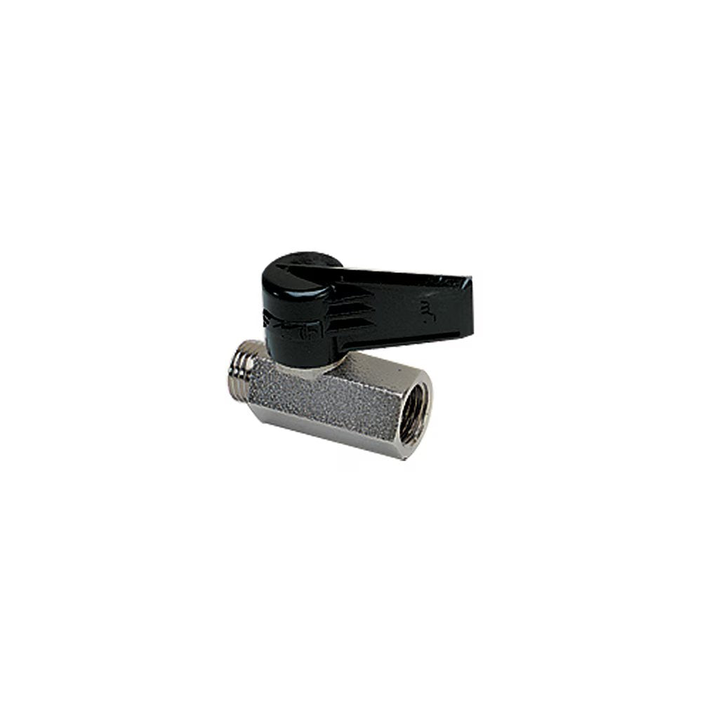 0491 13 27 by Parker | Legris In-Line Ball Valve | 3/4" Male BSPP Thread x 3/4" Female BSPP | 30 mm Hex | 75 mm Length | Straight | Nickel-Plated Brass | Pack of 5
