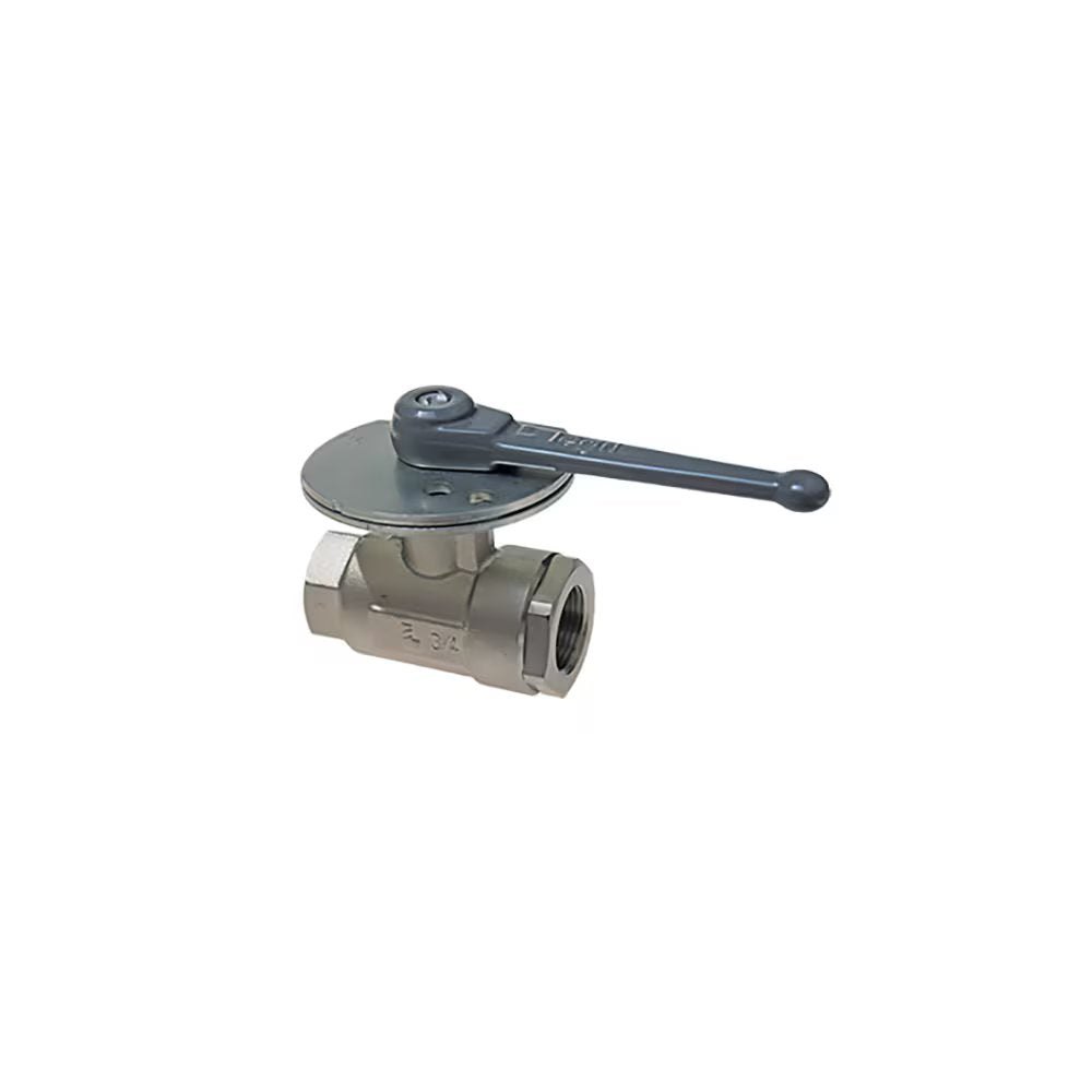 0432 23 34 by Parker | Legris In-Line Lockable Ball Valve | 1" Female BSPP Thread | 41 mm Hex (F) | 46 mm Hex (F1) | Straight | Nickel-Plated Brass