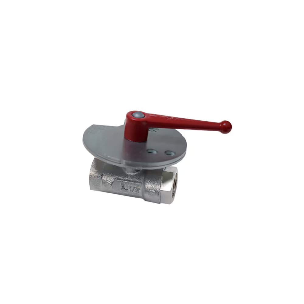 0437 18 27 by Parker | Legris In-Line Vented 3-Point Lockable Ball Valve | 3/4" Female BSPP Thread | 32 mm Hex (F) | 38 mm Hex (F1) | Straight | Nickel-Plated Brass | Pack of 2